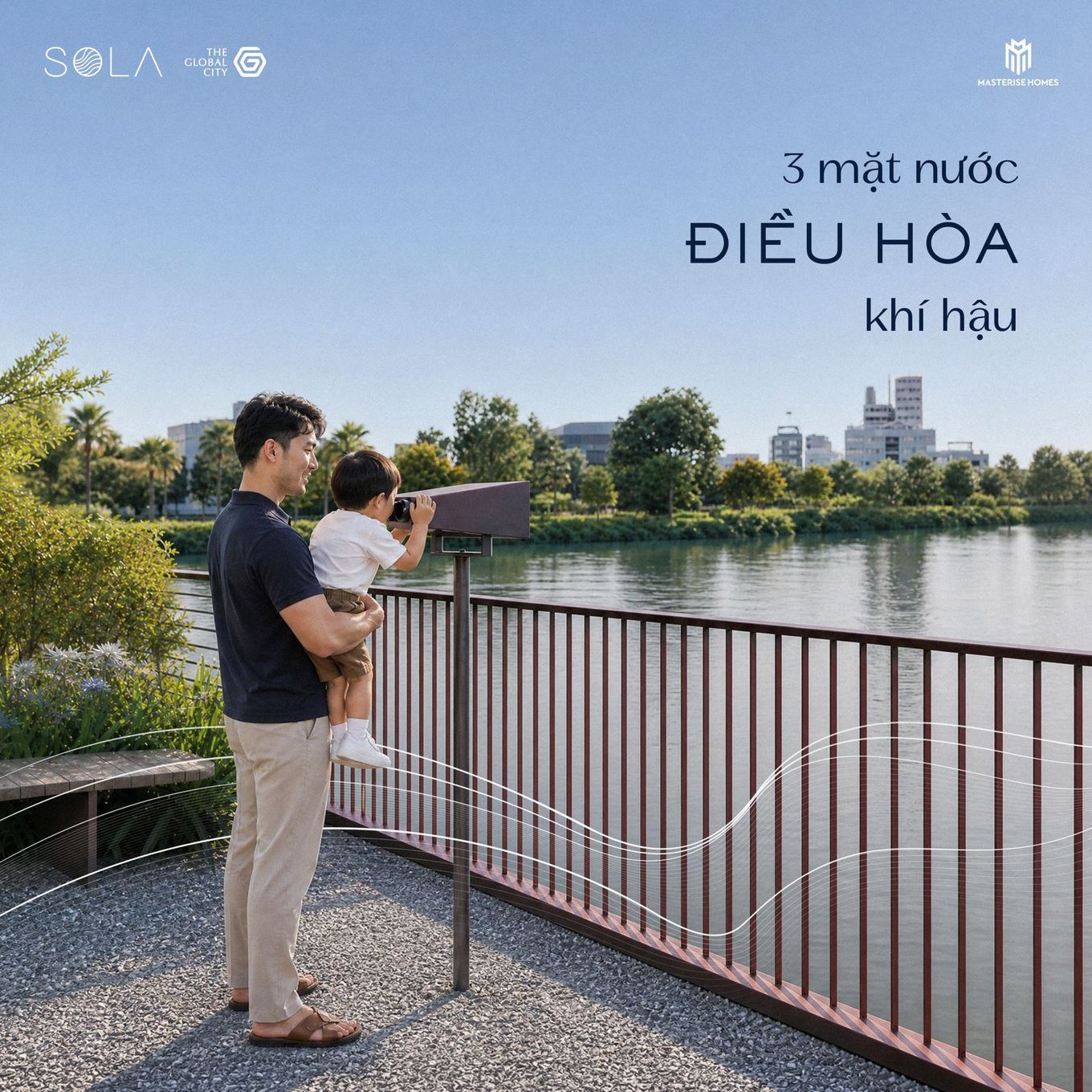 Cha con ngắm sông