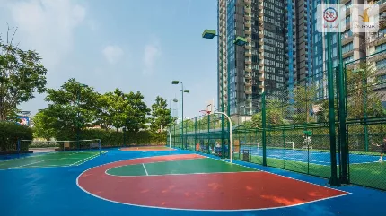 Sân bóng rổ và sân tennis