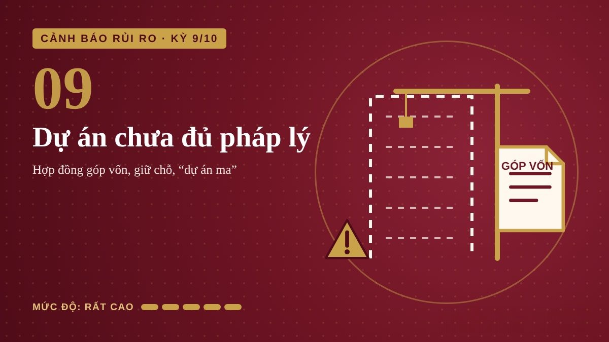 Cảnh báo rủi ro kỳ 9: Dự án chưa đủ pháp lý, hợp đồng góp vốn và 'dự án ma'