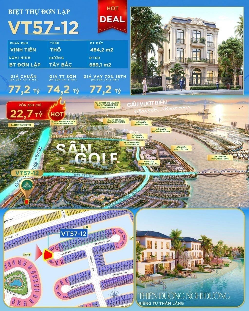 Biệt thự đơn lập gần sân golf, đất 484m², ảnh 6